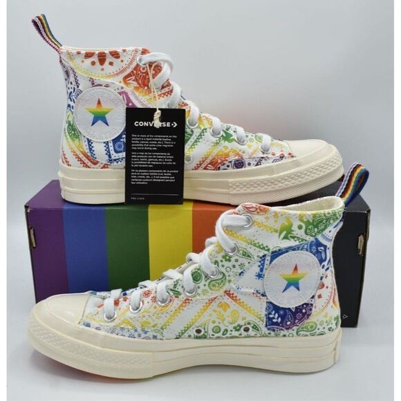 Converse Womens Size 7.5 Chuck 70 Hi Top Multicolored Unity Pride Shoes Sneakers - Picture 3 of 11